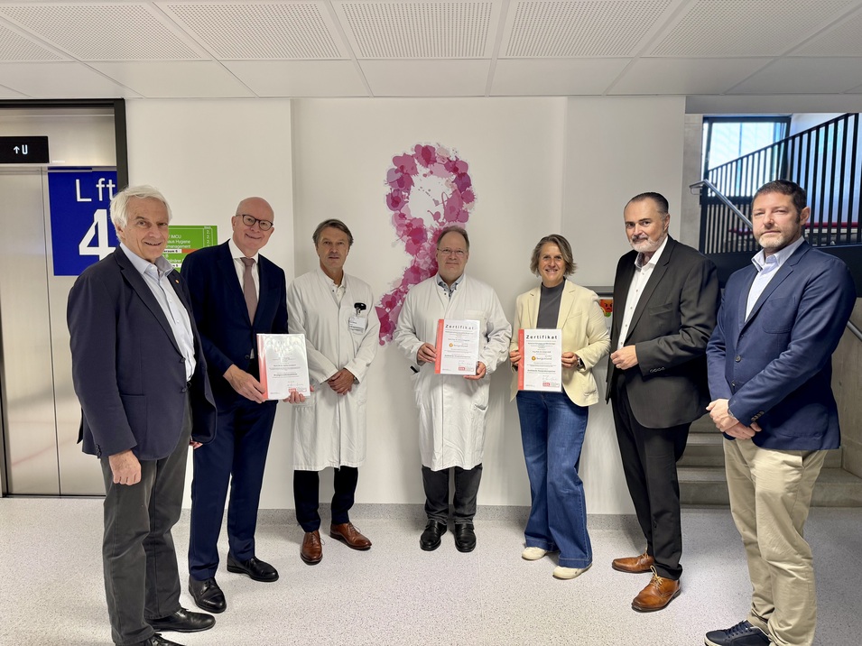 Foto: Gesundheit Burgenland Persönliche Zertifikatsübergabe: Stephan Kriwanek, CMO Gesundheit Burgenland; Sigurd Lax, Sprecher Österr. Zertifizierungskommission; Erich Willhuber, Ärztlicher Direktor Klinik Güssing; Primar Herbert Ringhofer; Primaria Evelyn Gräf; Persönliche Zertifikatsübergabe: Stephan Kriwanek, CMO Gesundheit Burgenland; Sigurd Lax, Sprecher Österr. Zertifizierungskommission; Erich Willhuber, Ärztlicher Direktor Klinik Güssing; Landeshauptmann Hans Peter Doskozil (v.l.) Landeshauptmann Hans Peter Doskozil; Stefan Uranitsch, Leiter BGZ (v.l.)