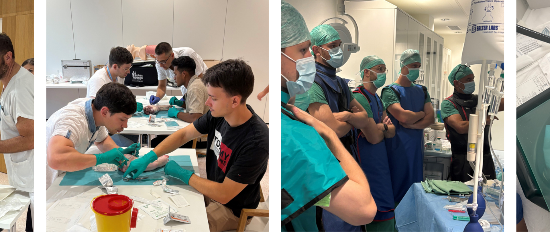 Fotos: Gesundheit Burgenland Collage mit mehreren Szenen aus dem Krankenhausbetrieb mit Studierenden