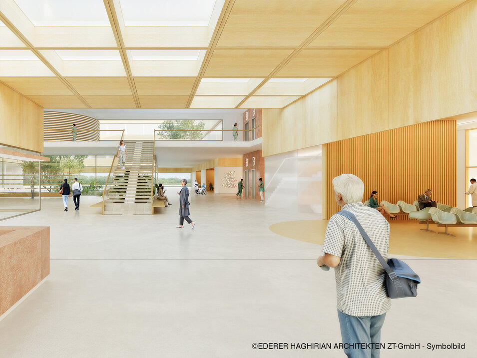 Rendering-Ansicht eines Krankenhausfoyers