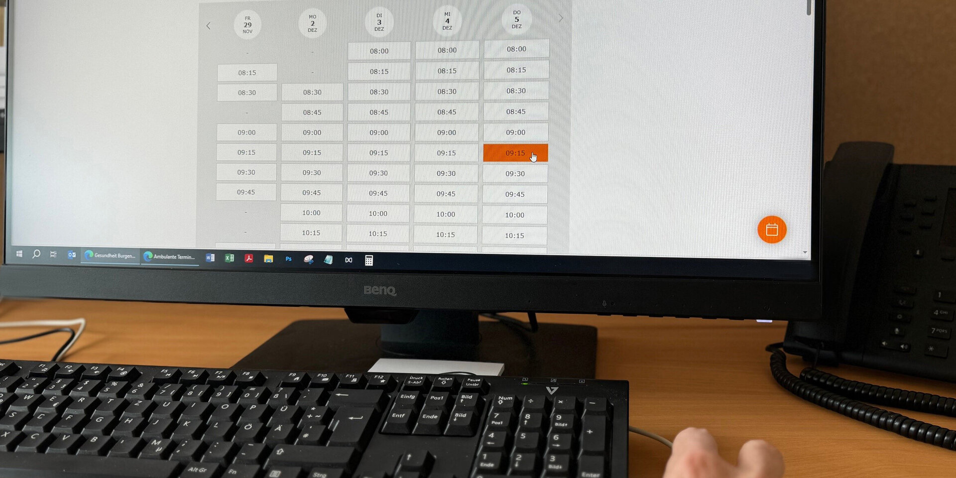 Foto: Gesundheit Burgenland Bildschirm mit Terminauswahl