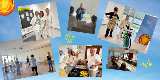 Mehrere Bilder in einer Collage von Workshops im Rahmen der Gesundheitswoche