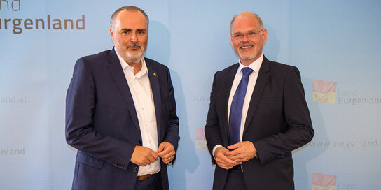 Landeshauptmann Mag. Hans Peter Doskozil und Mag. Franz Jürgen Öller, MBA, MPH, kaufmännischer Geschäftsführer der Gesundheit Burgenland