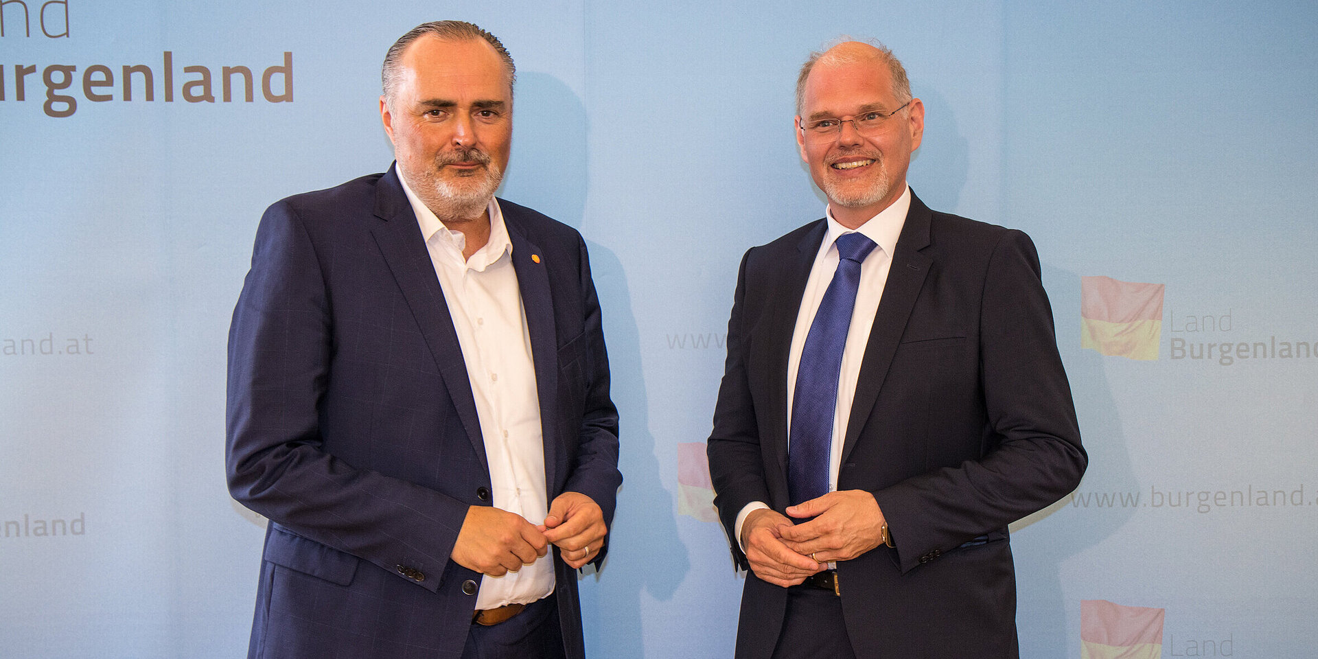 Landeshauptmann Mag. Hans Peter Doskozil und Mag. Franz Jürgen Öller, MBA, MPH, kaufmännischer Geschäftsführer der Gesundheit Burgenland