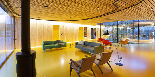 Im Bild: Ein Blick in das Innere des Maggie's Centres in Oldham, England.