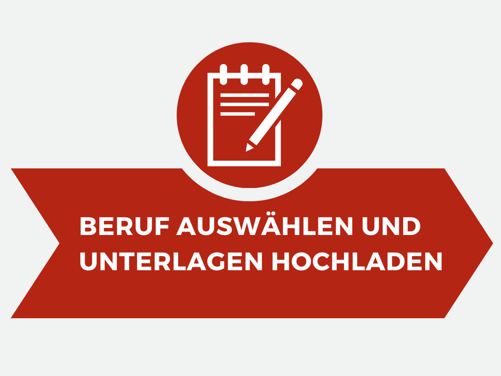 Beruf auswählen und Unterlagen hochladen
